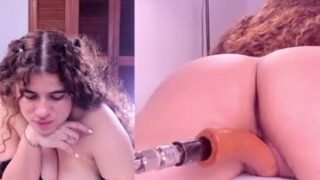 Curvy Latina enjoys chubby’s skill with anal fuckmachine.